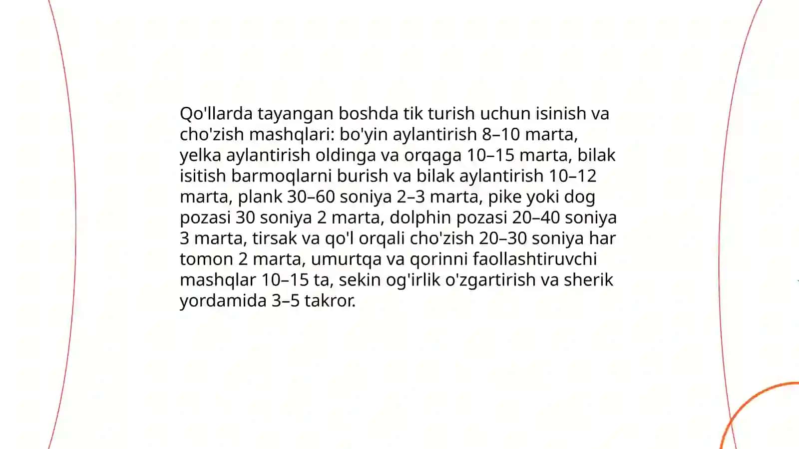 Qo'llarda tayangan holda boshda tik turish, ko'prik hosil qilish 4