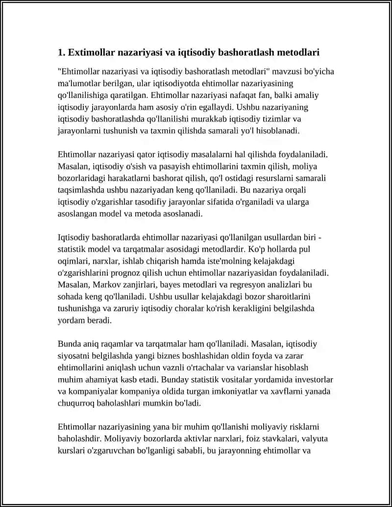 EXTIMOLLAR NAZARIYASINING IQTISODIYOTDAGI QOLLANILISHI 4