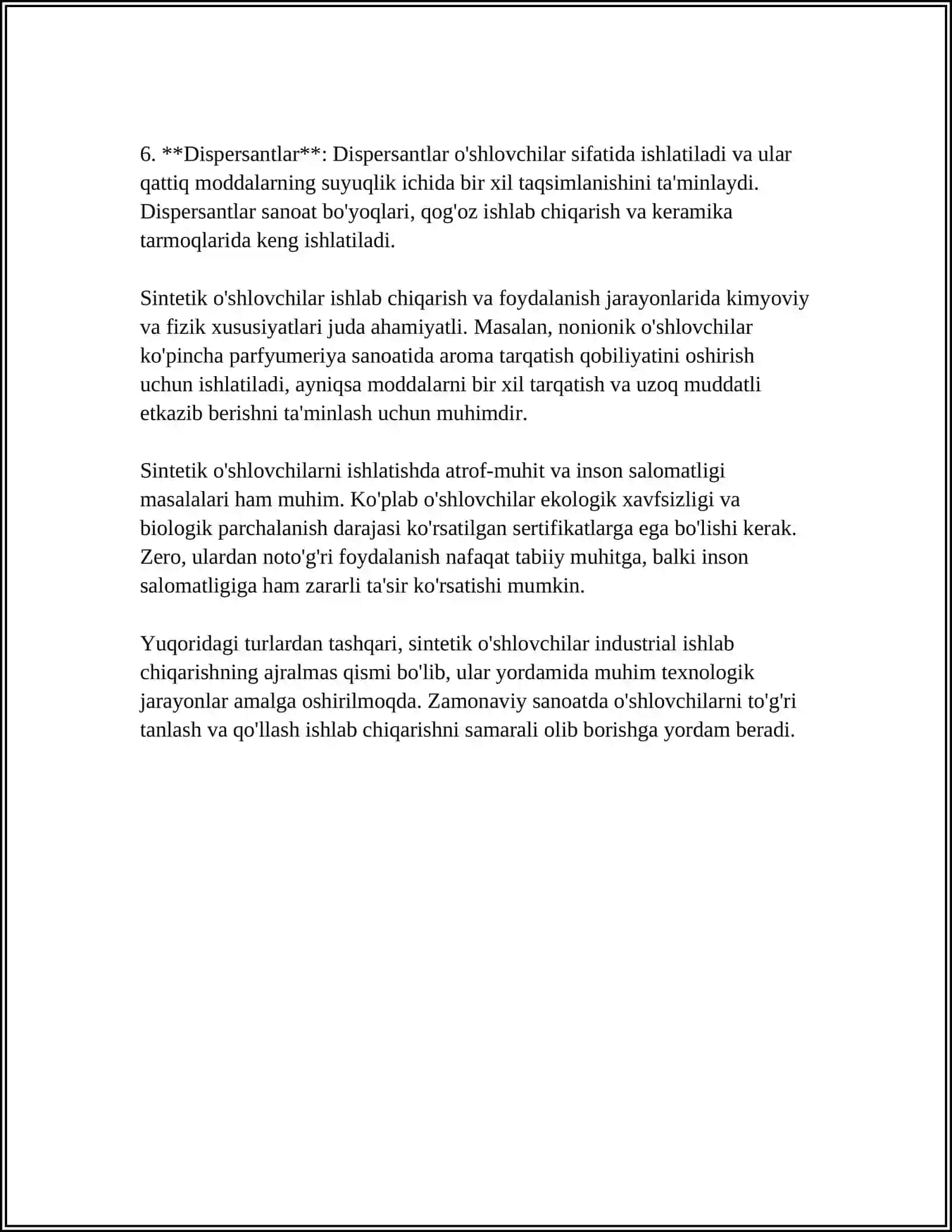 SINTETIK OSHLOVCHILAR BILAN OSHLASH JARAYONLARI 4