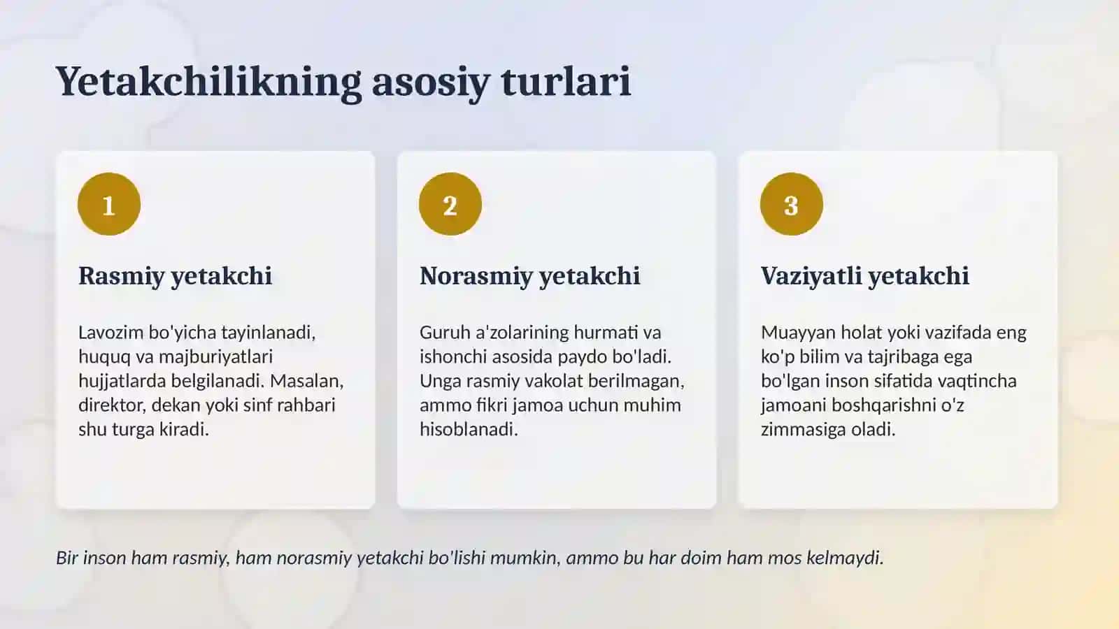 Yetakchilik va rahbarlik psixologiyasi 4