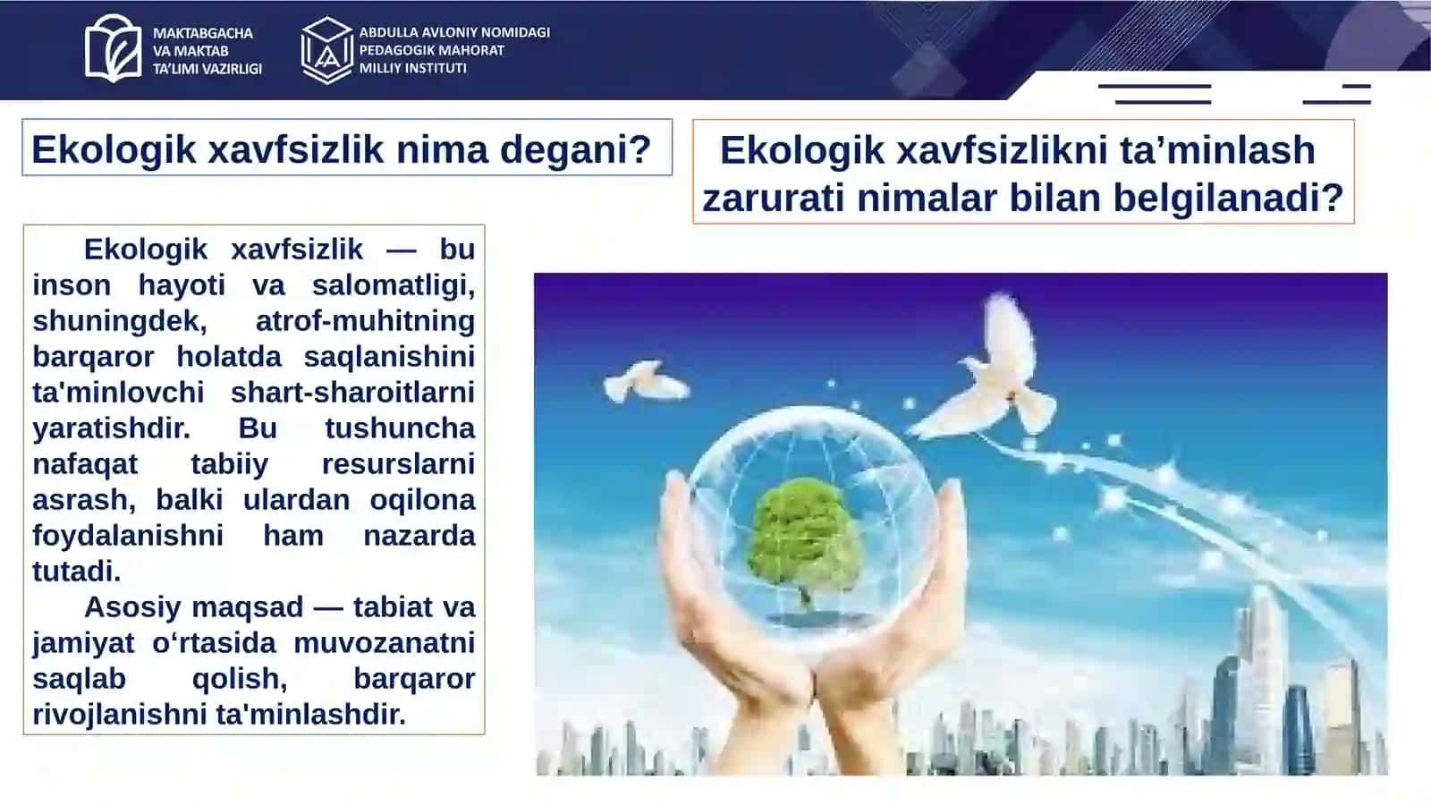 Ekologik xavfsizlik va uni ta’minlash yo‘nalishlari 4