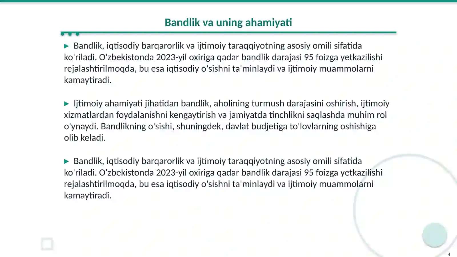 Konstitutsiyada kambag'allikni qisqartirish va bandlikni ta'minlash 4