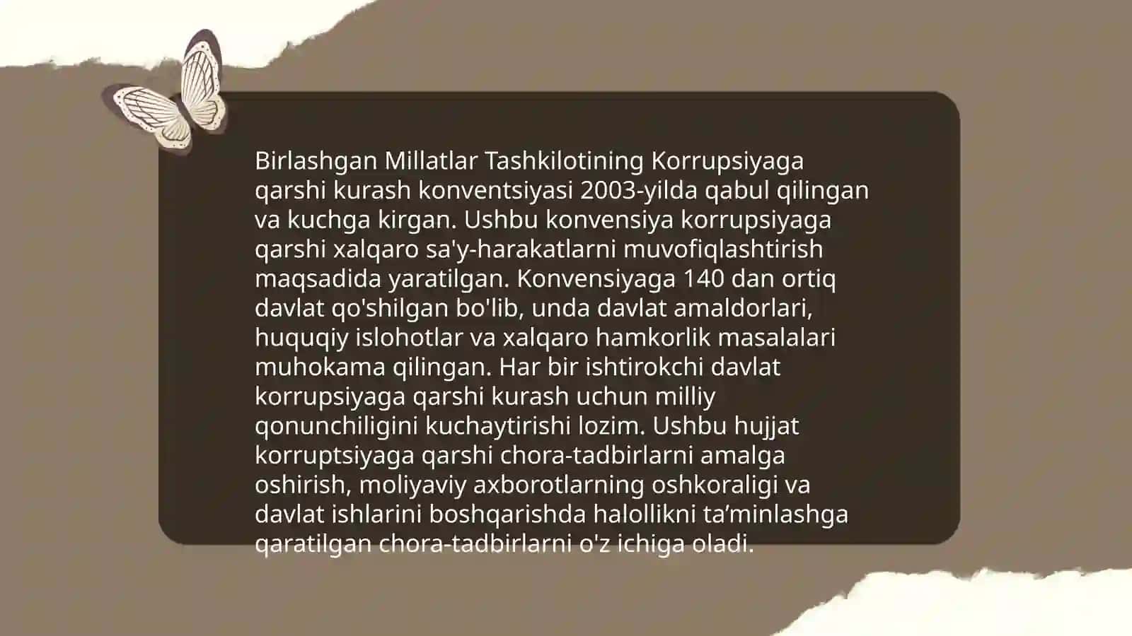 Korrupsiyaga qarshi kurash boʻyicha xalqaro qonunlar va qarorlarning Oʻzbekistonda ratifikatsiya qilishning ahamiyati 4