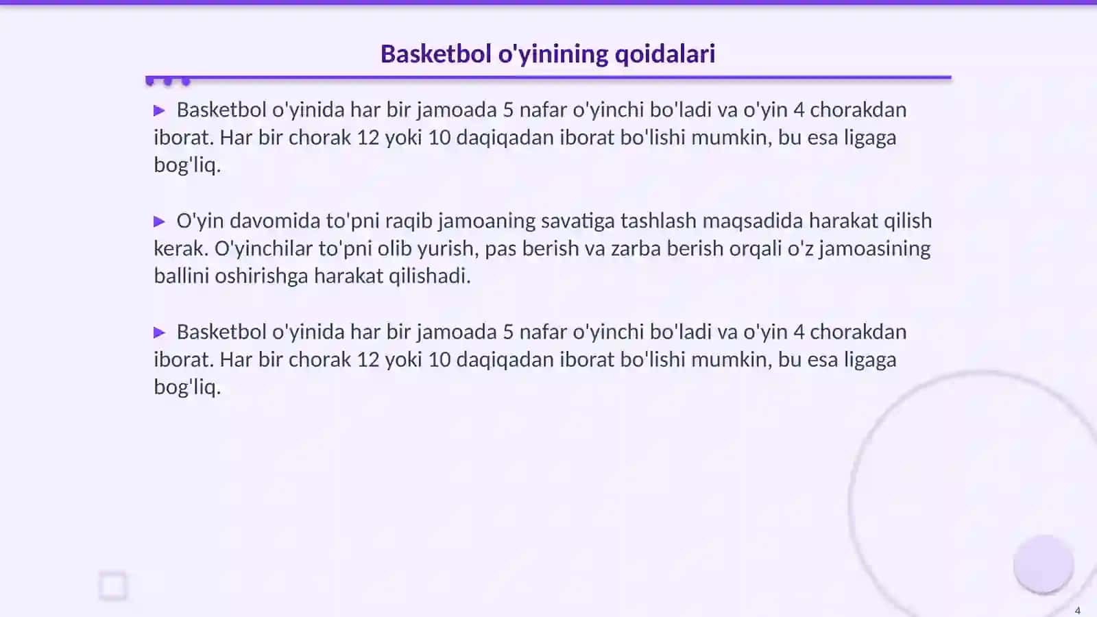 Basketbol oyinining paydo bo‘lishi va rivojlanishi 4