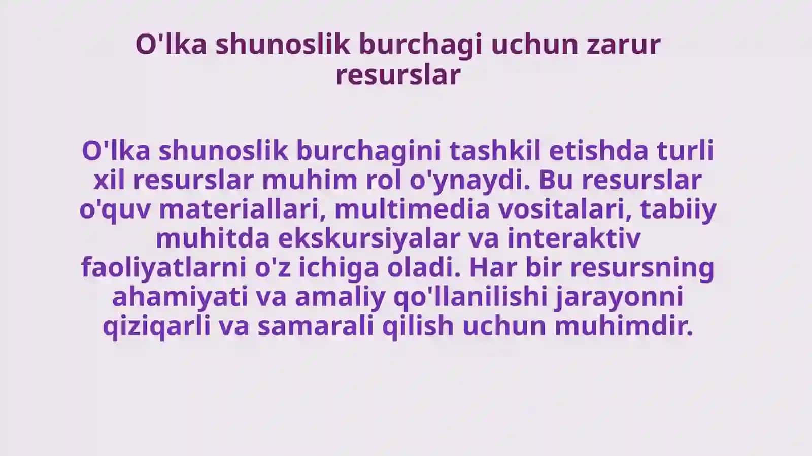 Tabiatshunoslik darslarini jihozlash va oʻlkashunoslik burchagini tashkiletish 4