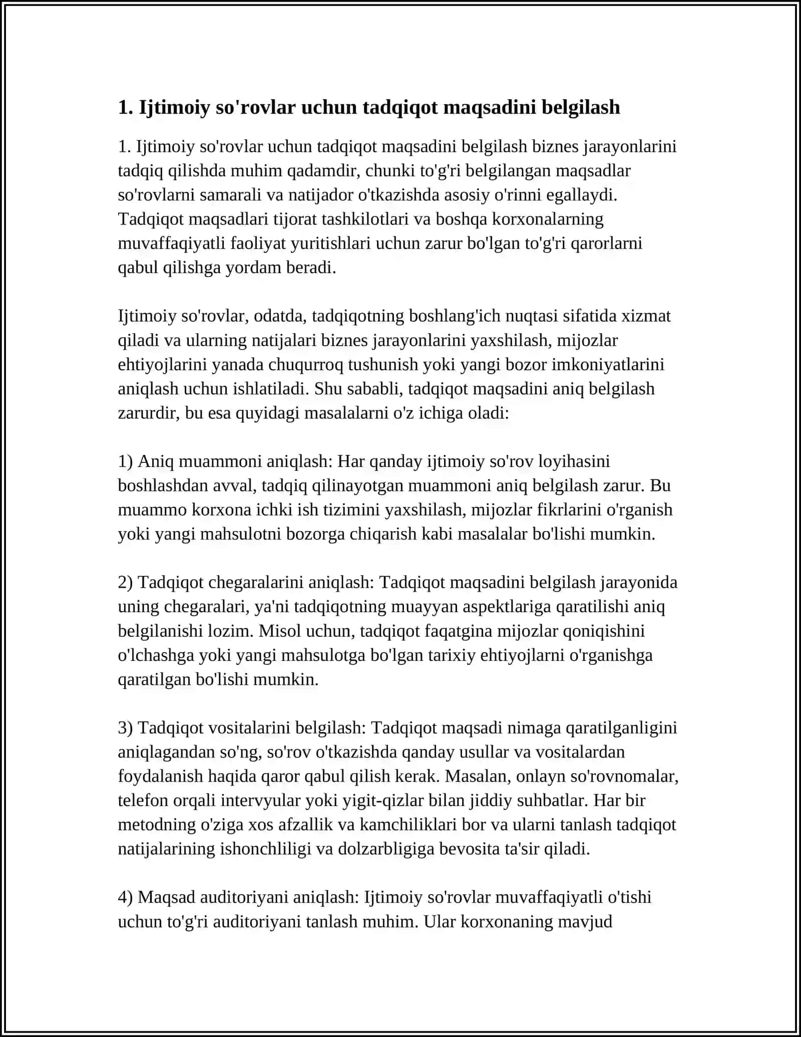 BIZNES JARAYONLARINI TADQIQ QILISHDA IJTIMOIY SO'ROVLAR O'TKAZISH 4