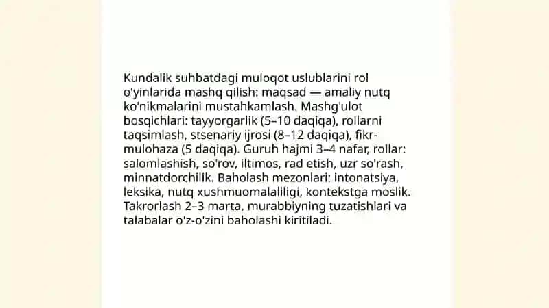 Òzbek tili nutq uslublarini amaliy mashqda òrganish 4