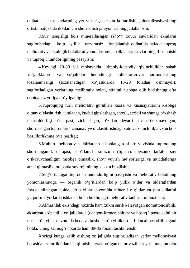 Sho’rlangan tuproqlarni yuvish. 4