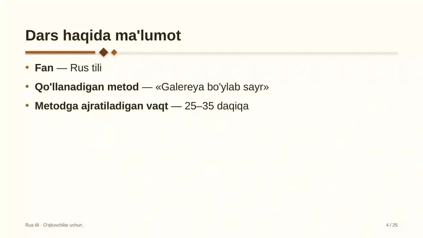 rus tili darslarida galereya bo'ylab sayr metodidan foydalanish 2583 4