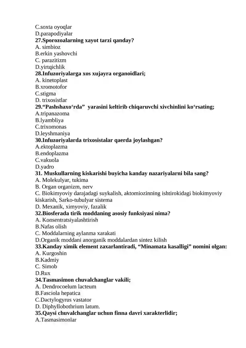 TIBBIIY BIOLOGIYA FANIDAN TEST TOPShIRIQLARI 4