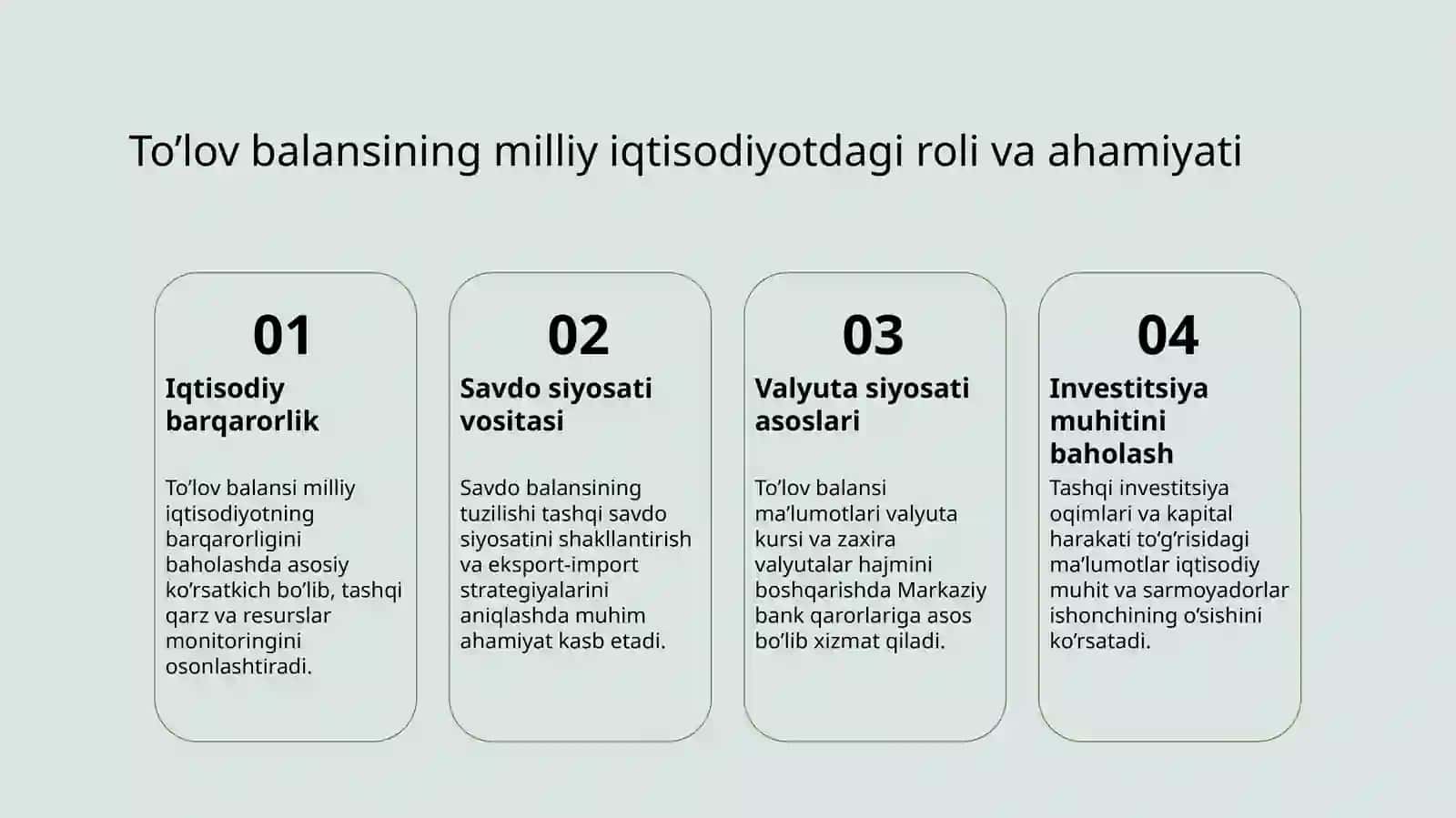 To’lov balansi tarkibi va unga ta’sir qiluvchi omillar 4