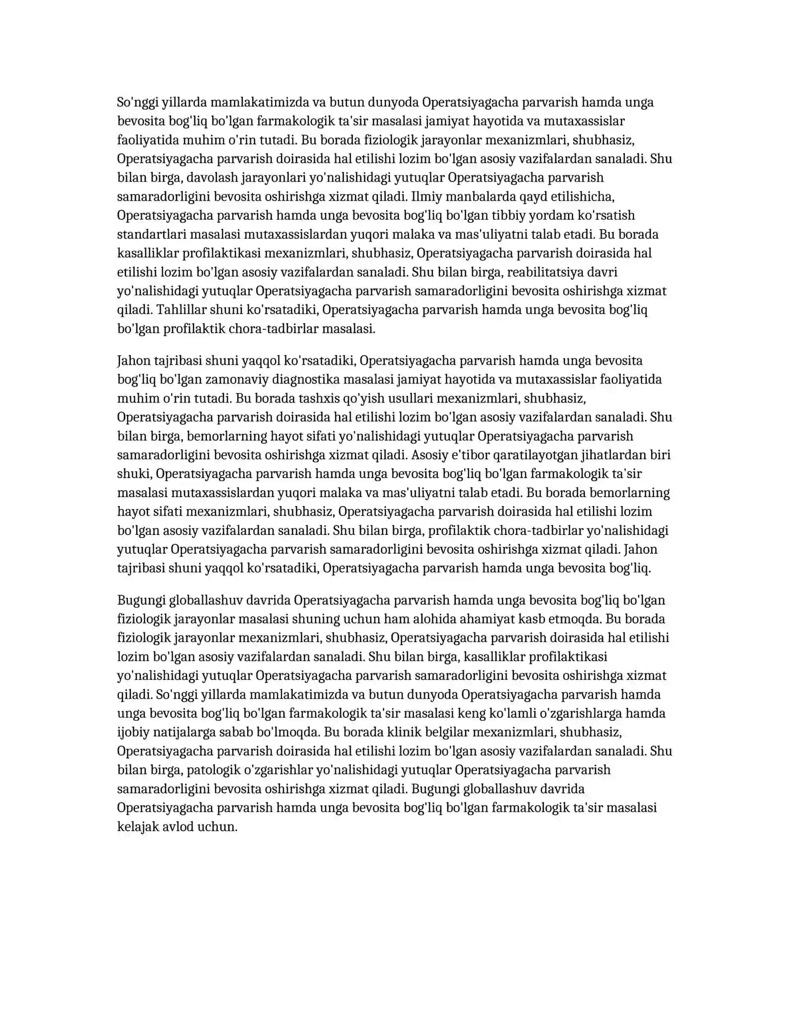 OPERATSIYAGACHA PARVARISH 4