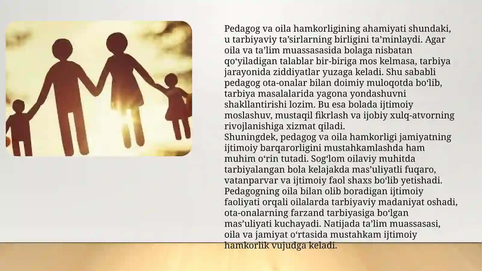 Pedagogning oila bilan olib boradigan ijtimoiy faoliyati 4
