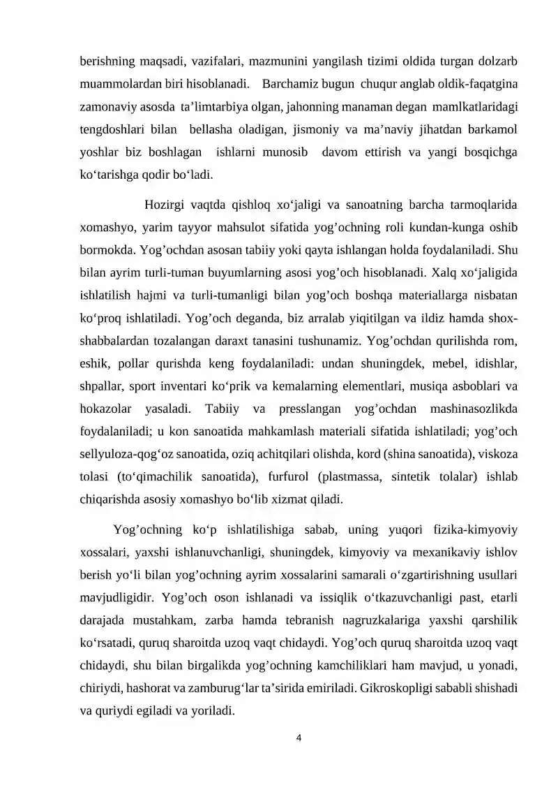 YOG'OCHDAN TAYYORLANADIGAN BUYUMLAR VA MAHSULOTLARGA HOMASHYO TANLASH VA TAYYORLASHDA YOG'OCH MATERIALLARINING XOSSALARI VA ISHLATILISHINI O'RGANISH 4
