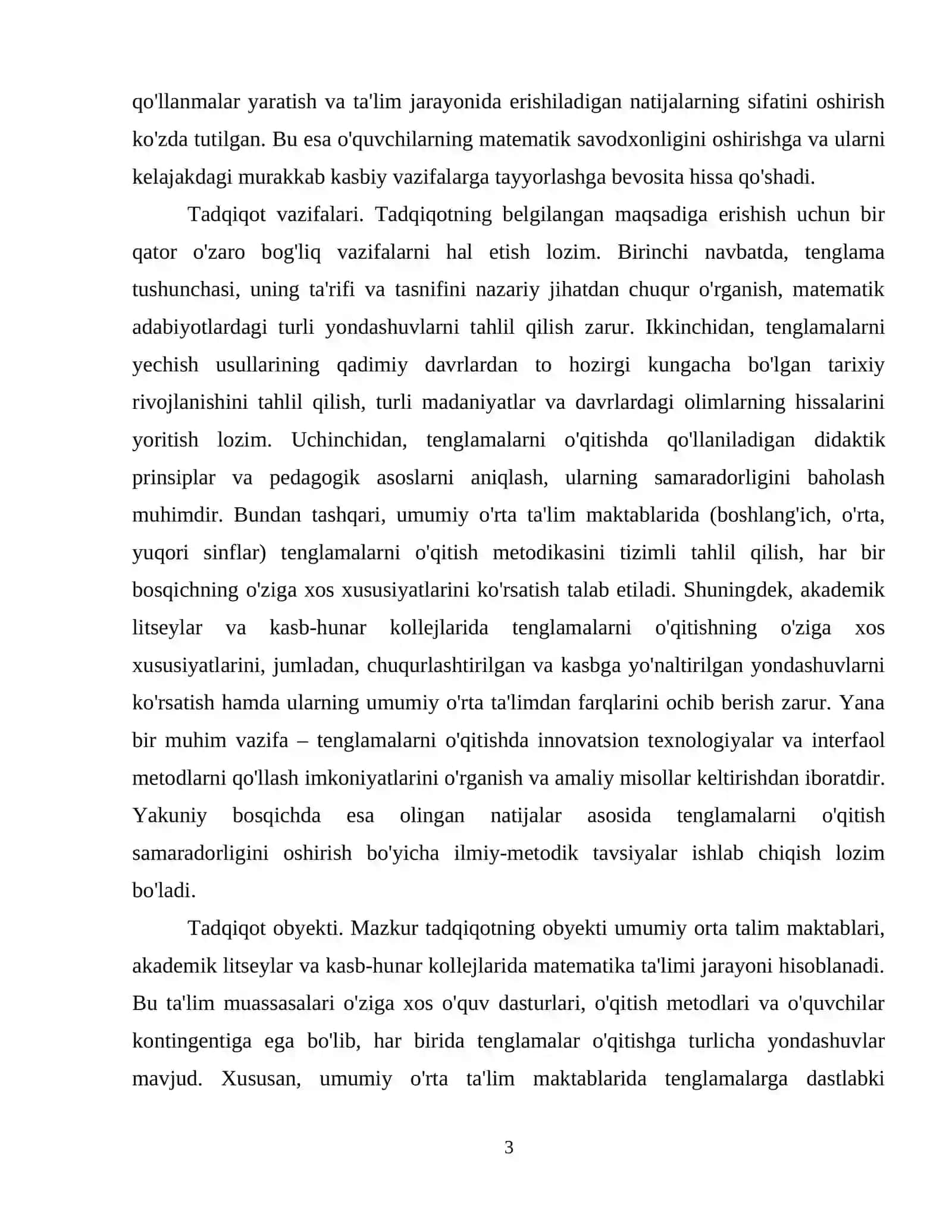 Umumiy o`rta ta`lim maktab, AL va KHKlarida tenglama o`qitish metodikasi. 4