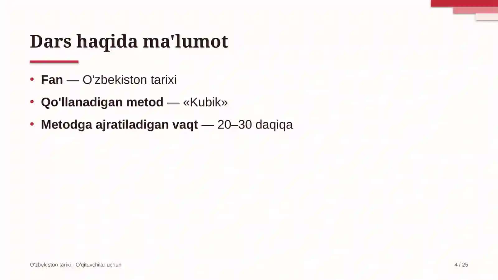 o'zbekiston tarixi darslarida kubik metodidan foydalanish 2559 4