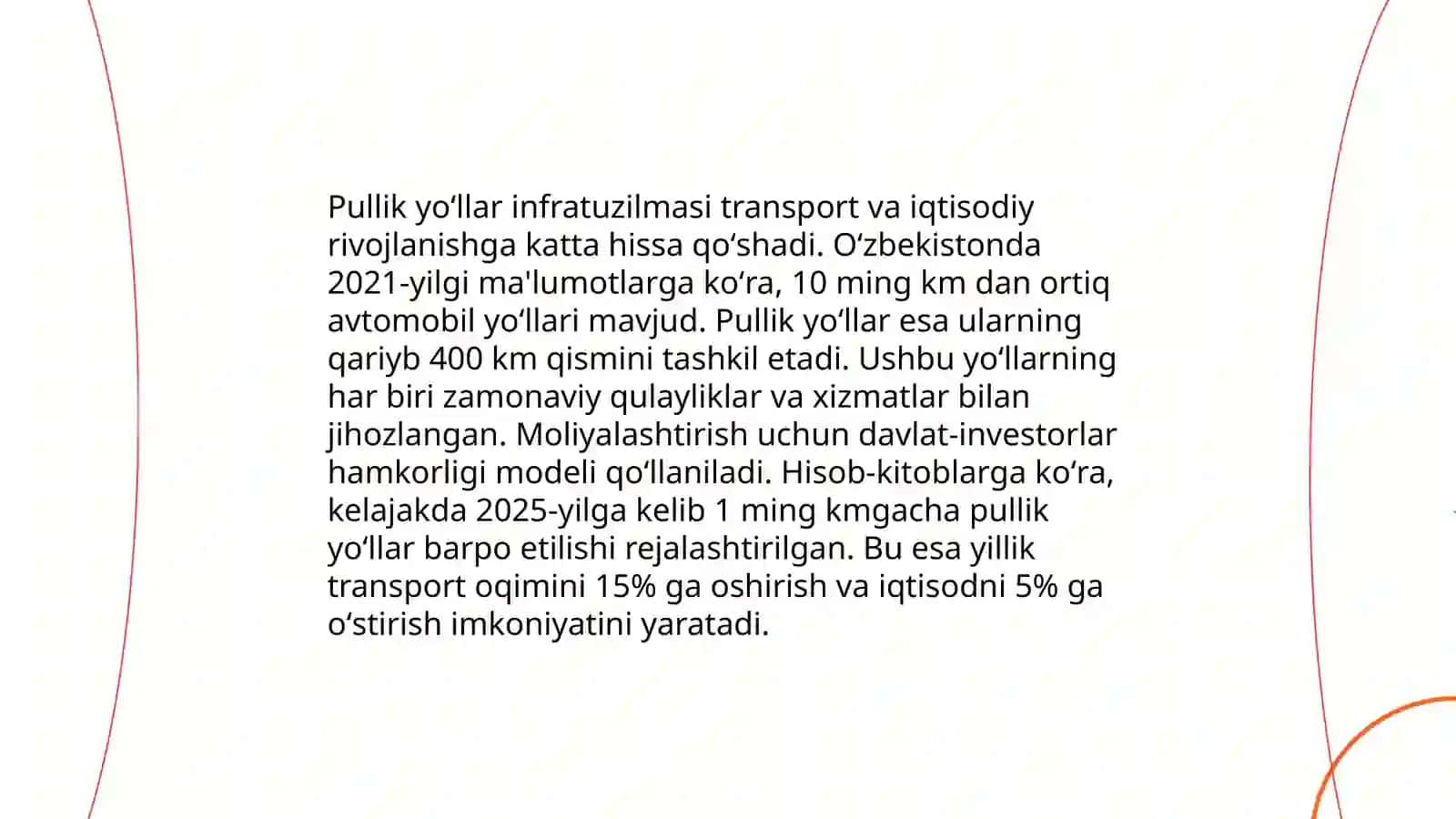 Pullik avtomobil yoʻllarini jixozlash 4