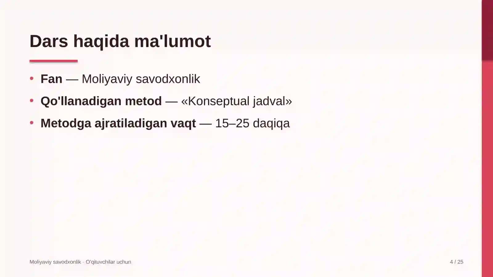 moliyaviy savodxonlik darslarida konseptual jadval metodidan foydalanish 1390 4