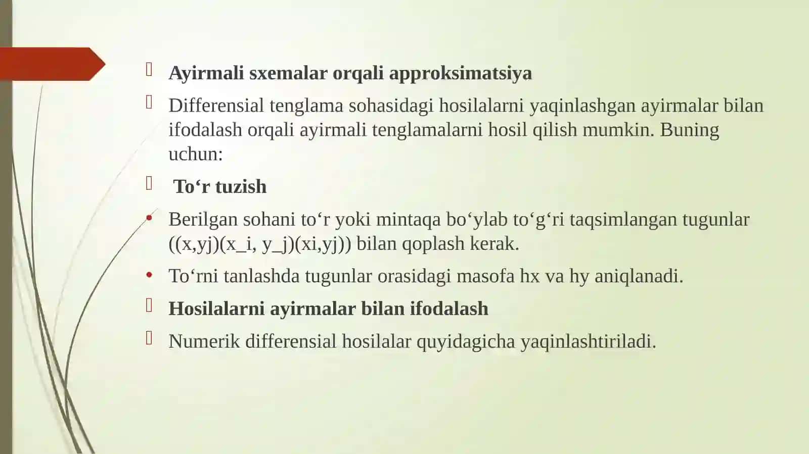 Elliptik differensial tenglamalarni ayirmali tenglamalar bilan approksimatsiyalash 4