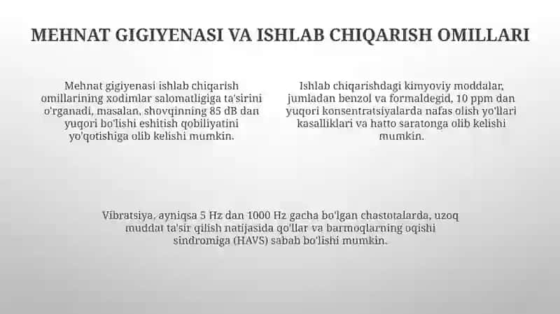 Umumiy amaliyot shifokorlari (UASH) ishlab chiqarish korxonalarida xodimlarning salomatligini saqlashda 1-darajali rol o'ynaydi 4