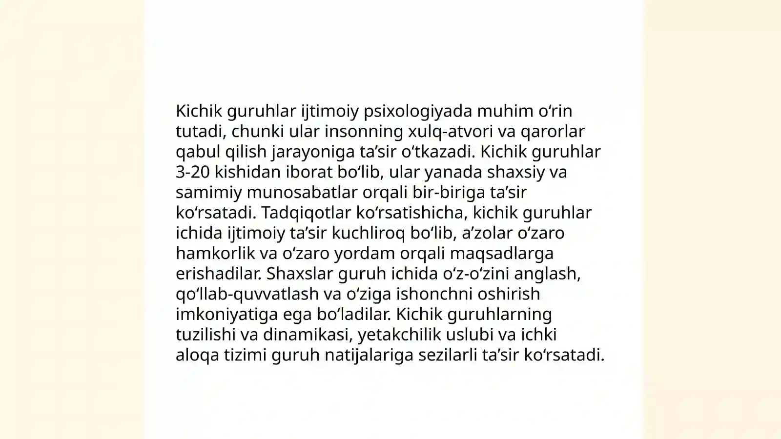 Kichik guruhlar psixologiyasi 4
