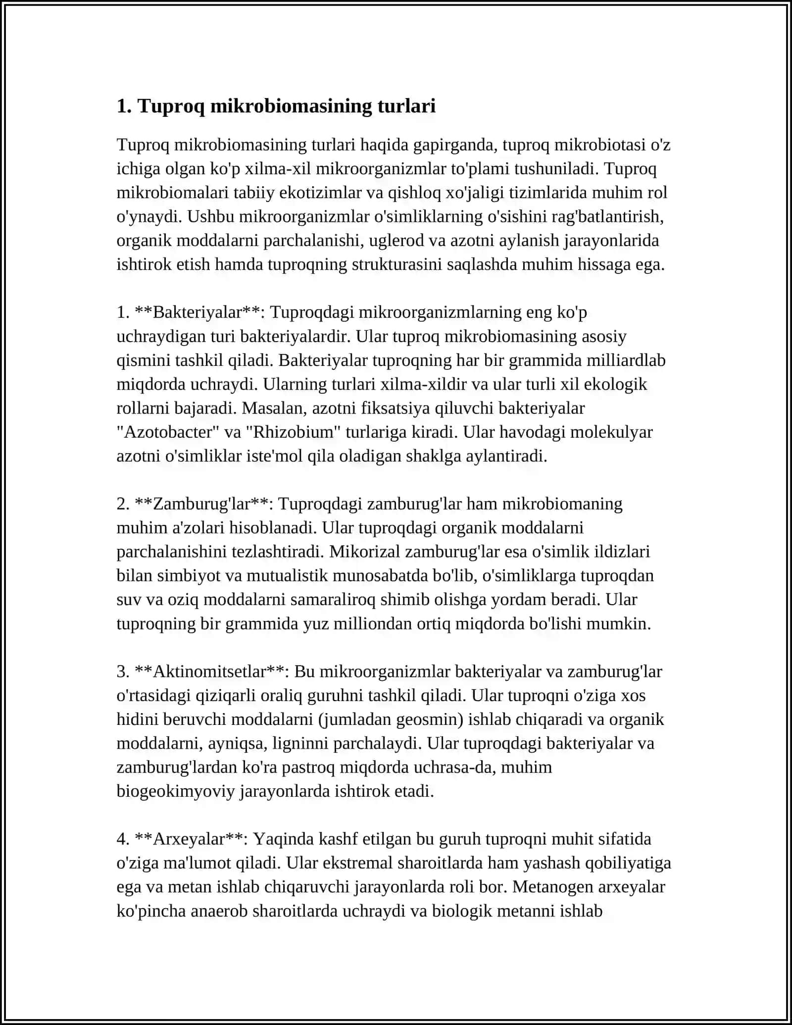 TUPROQ MIKROBIOMASI VA UNING OZIQ MODDALAR AYLANISHIDAGI ROLI 4