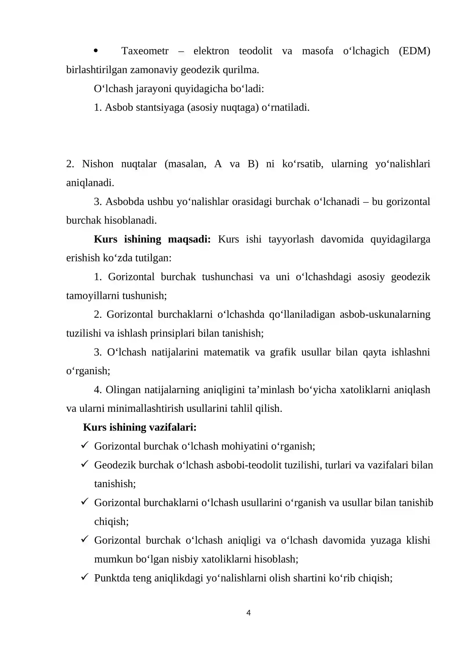Geodeziya, Kartografiya va kadastr - Geodezik asboblar bilan gorizontal burchak o‘lchash 4