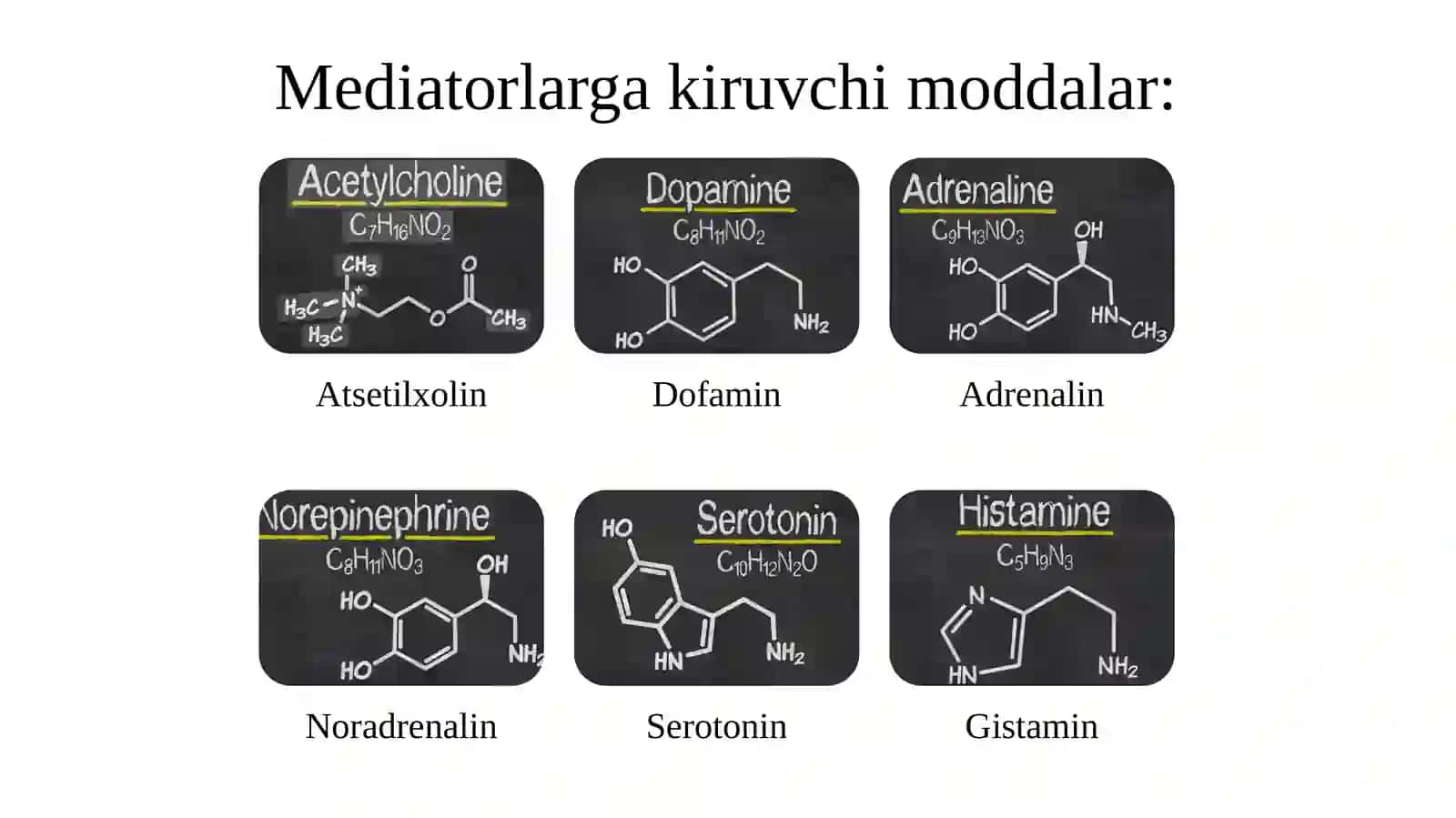 Neyromediatorlar biosintezi, ahamiyati va kasalliklari. 4