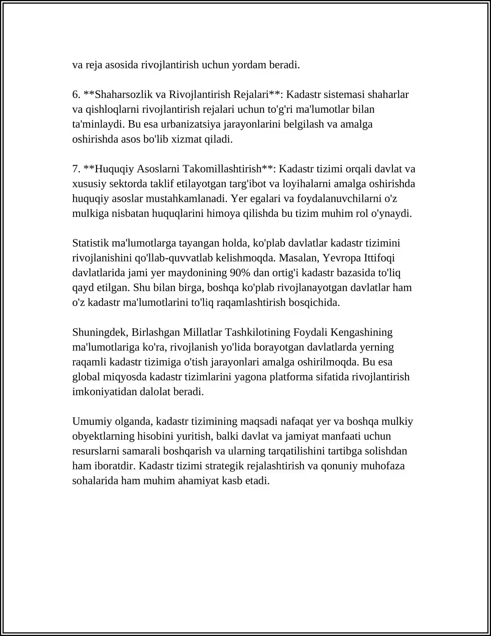 OʻZBEKISTON RESPUBLIKASINI DAVLAT KADASTRI TOʻGʻRISIDAGI QONUN 4