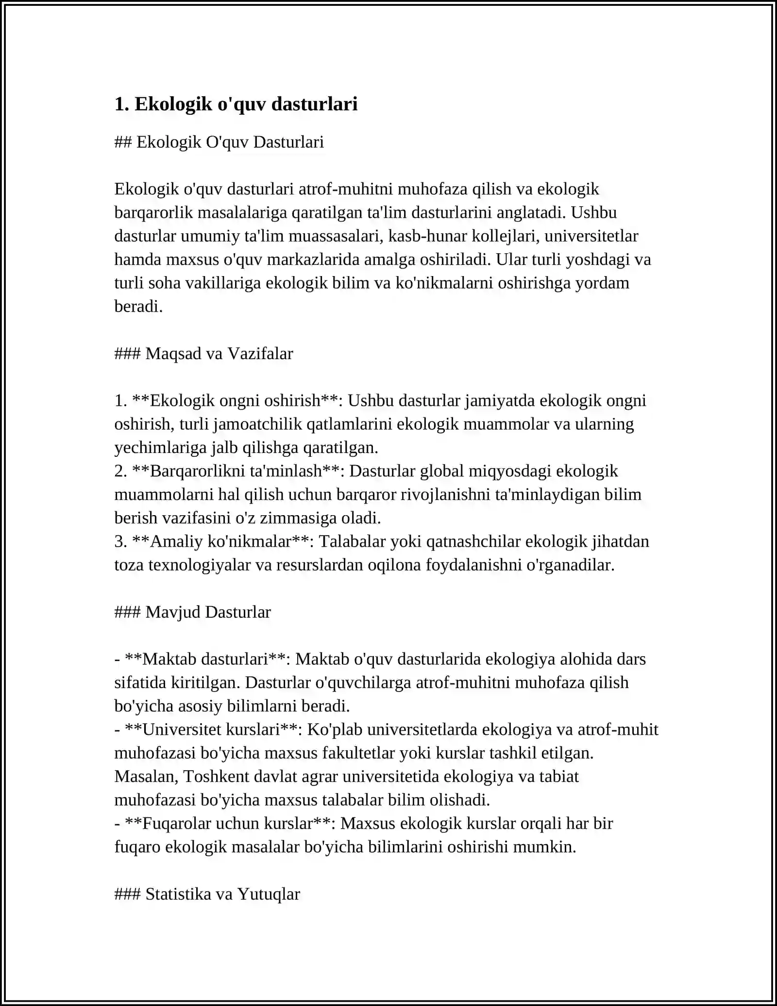 Ekologik O'quv Dasturlari 4