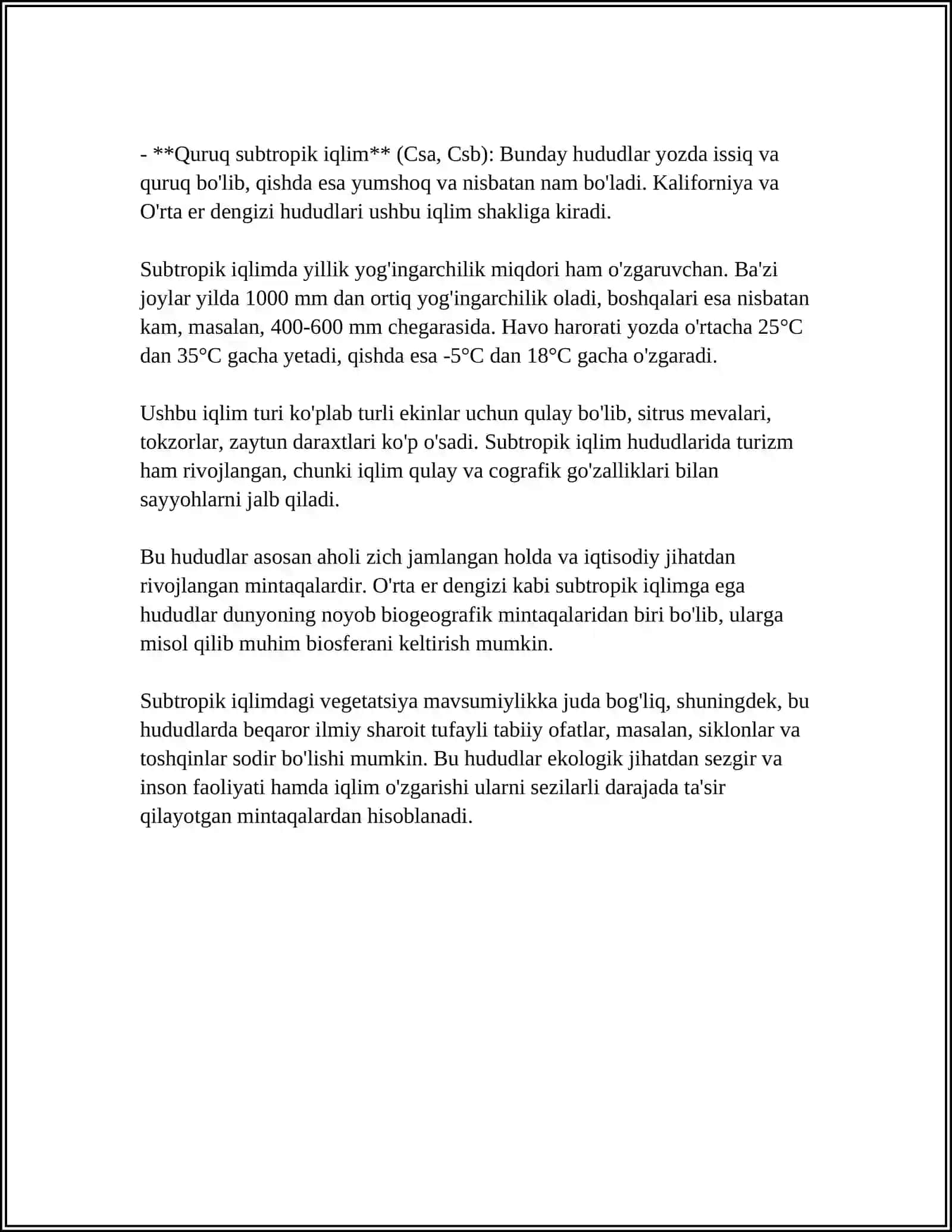 SUBTROPIK IQLIM MINTAQALARI TABIAT ZONASI 4