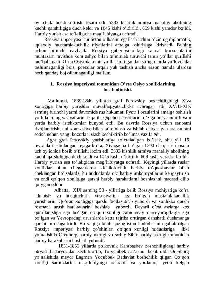 O’rta Osiyo xonliklarining Rossiyasi imperiyasi tomonidan bosib olinishi 4