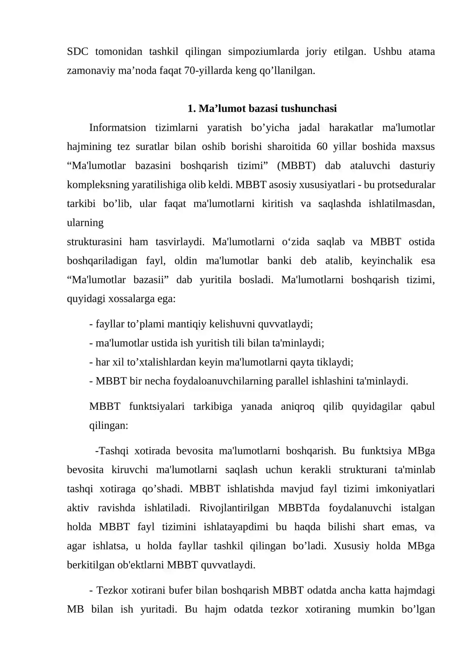MA’LUMOTLAR BAZASI TEXNOLOGOYALARI FANIDAN “YETKAZIB BERISH XIZMATI” 4