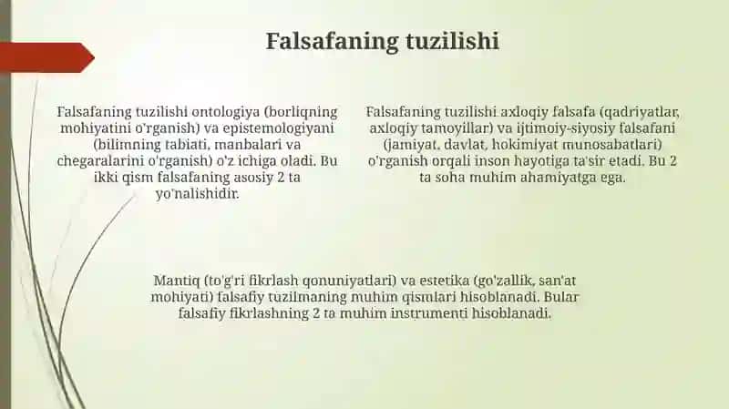 Falsafa: Sub'ektlar, Tuzilma va Funktsiyalar 4