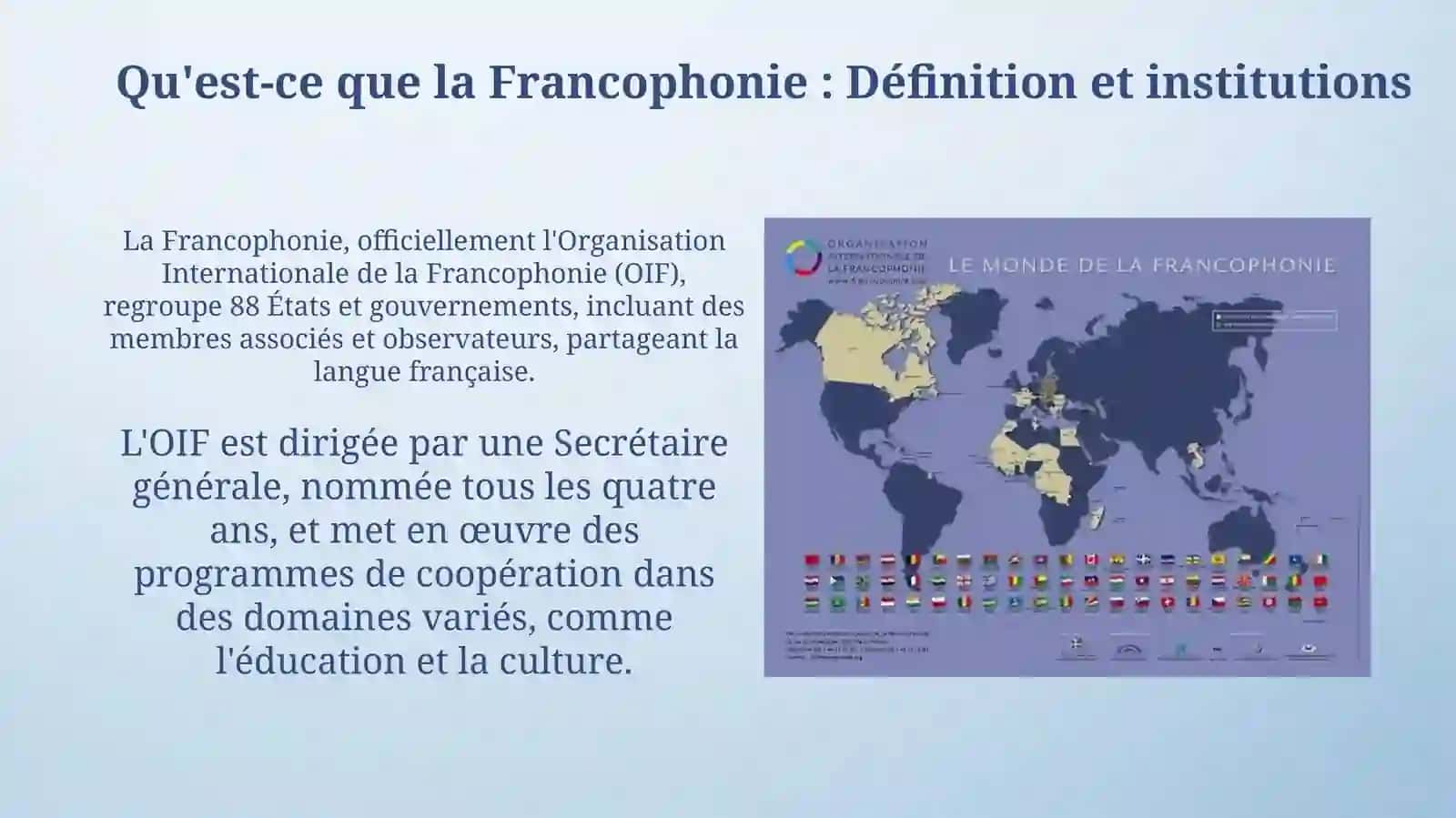 La langue française dans monde.La Francaphonie 4
