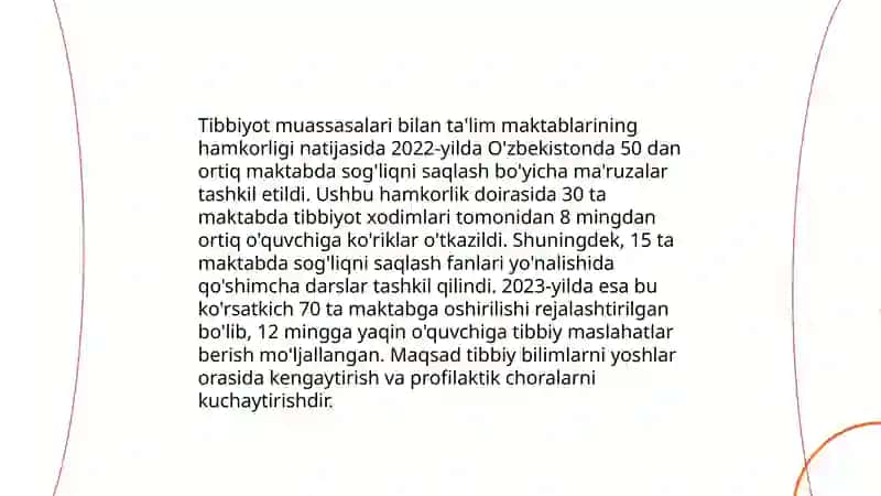 Shifoxona maktablari, tibbiyot muassasasi va taʼlim maktabi oʻrtasidagi ko'prik sifatida 4