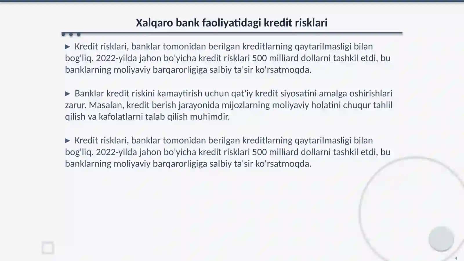 Xalqaro bank faoliyatidagi risk turlari 4