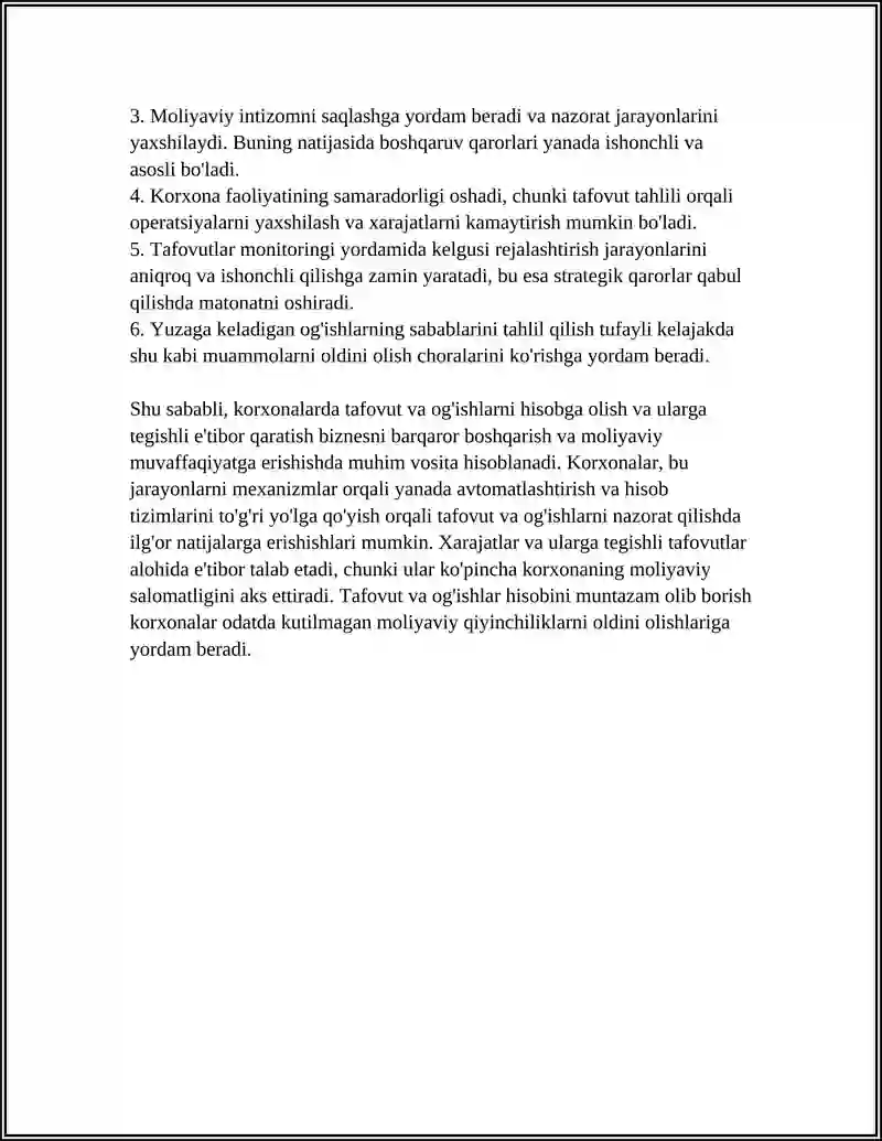TAFOVUT VA OG'ISHLAR HISOBI – XARAJATLARNI NAZORAT QILISHDAGI MUHIM VOSITA 4