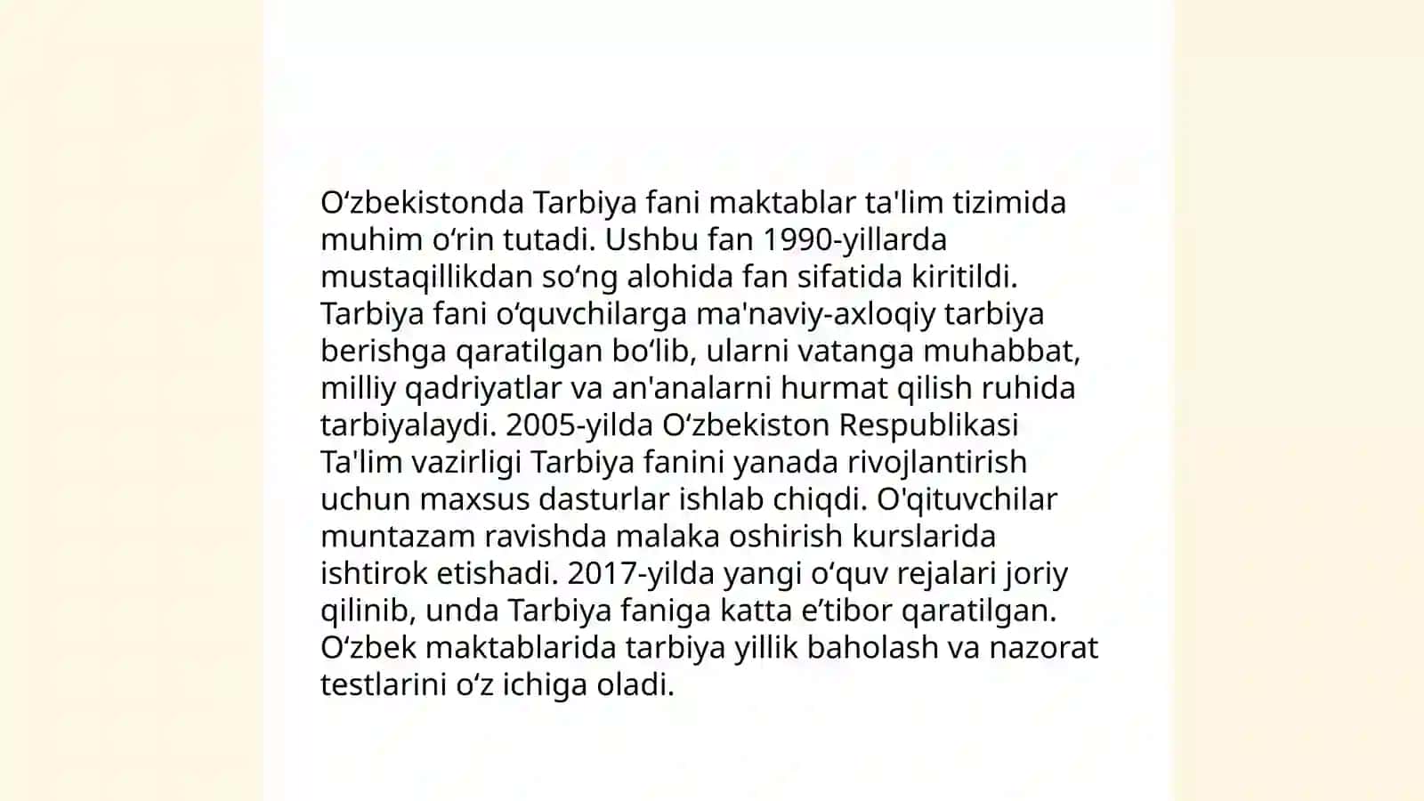 Oʻzbekiston maktablarida Tarbiya fanining tashkil etilishi 4
