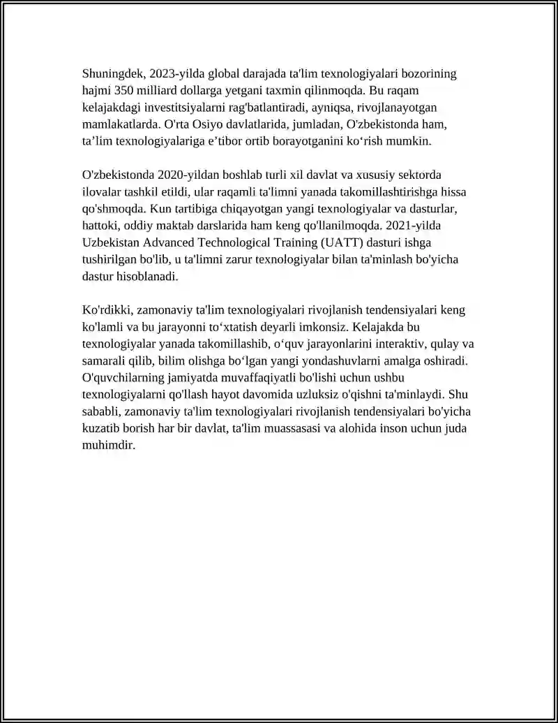 Zamonaviy ta'lim texnologiyalari rivojlanish tendensiyalari 4