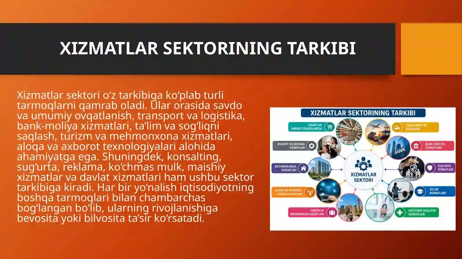 Xizmatlar sektorining tarmoq sifatida iqtisodiyotdagi o‘rni 4