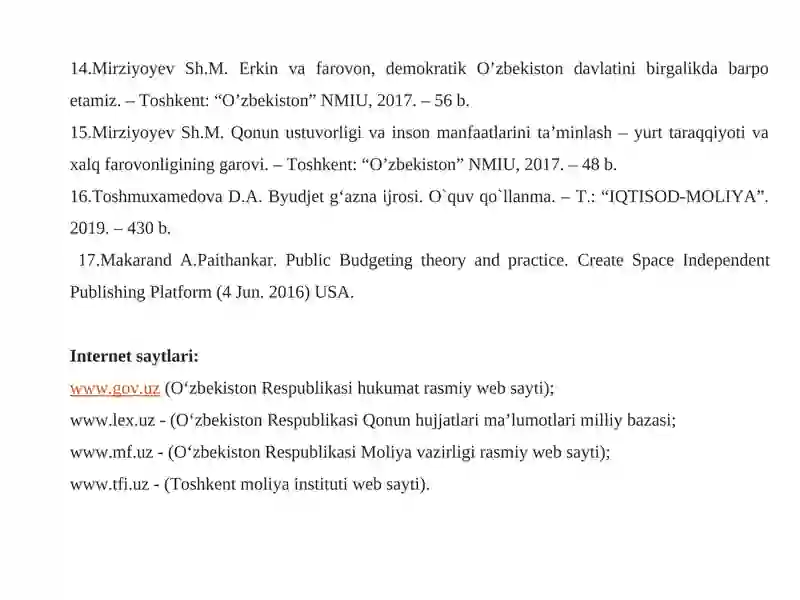 BYUDJET HISOBINING STANDARTLARI VA ULARNING MAZMUNI 4