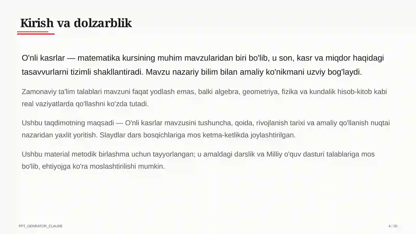 O'nli kasrlar (5-sinf) 4