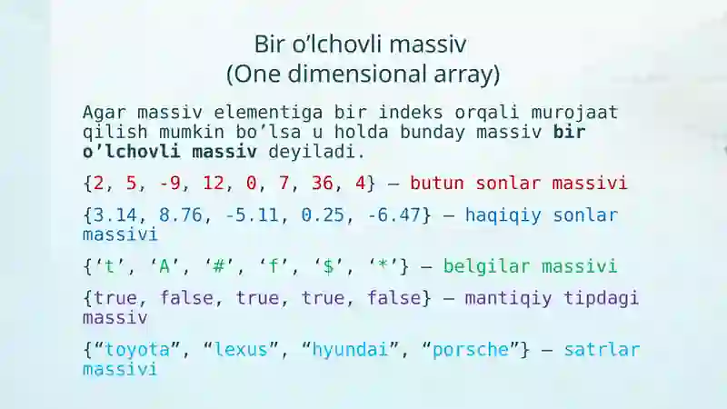 Massivlar(Arrays) 4