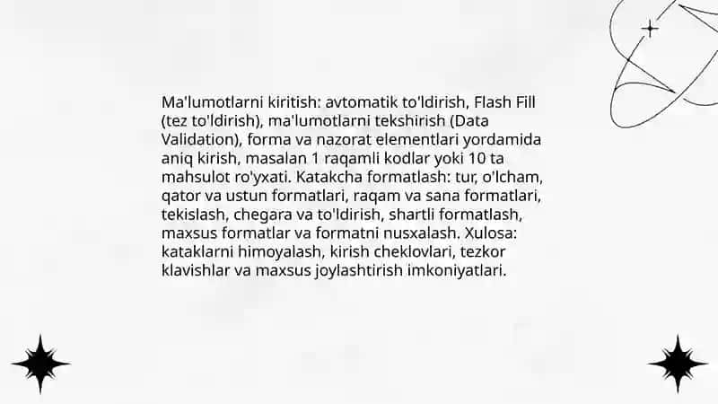 Axborot tizimlarida jadval redaktori vositalaridan foydalangan holda qayta ishlash dasturlari 4