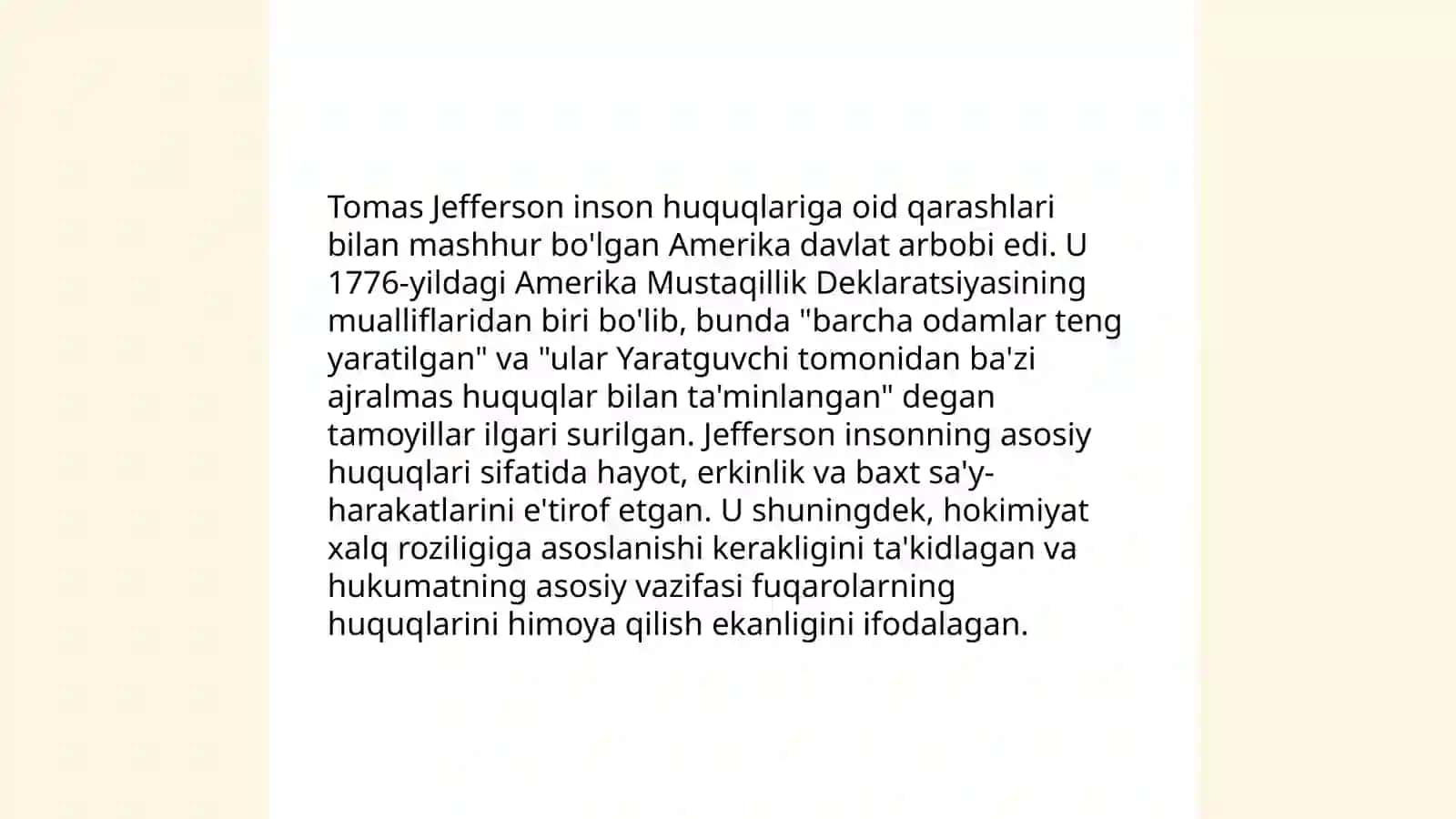 B.Franklin, T.Jefferson, A.Gamiltonning siyosiy qarashlari va Amerikada mustaqillik mafkurasi 4