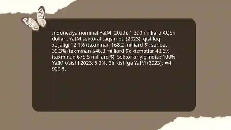 Indaneziya iqtisodiy tuzilmasi va daromad manbai 4