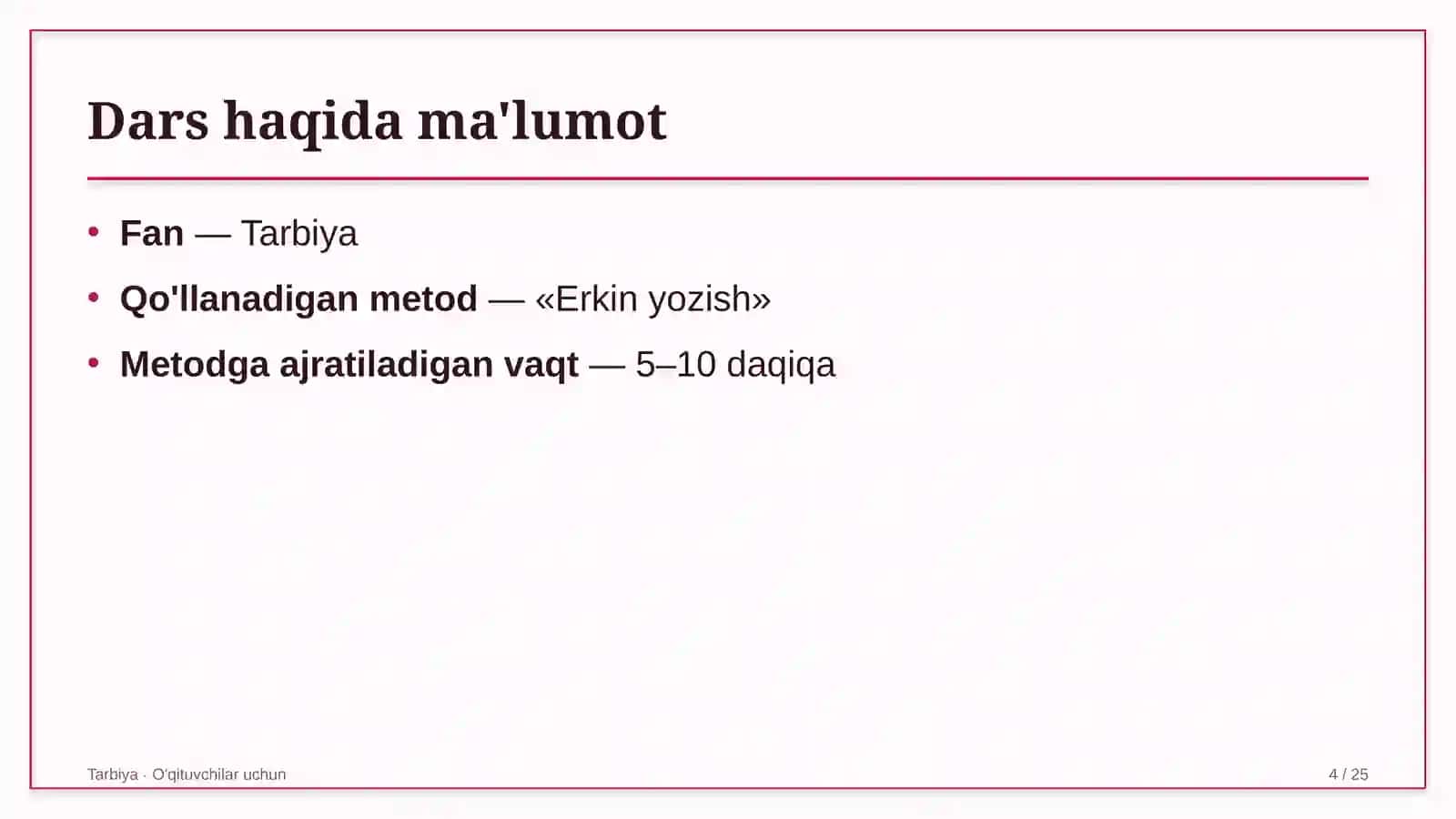 tarbiya darslarida erkin yozish metodidan foydalanish 6885 4