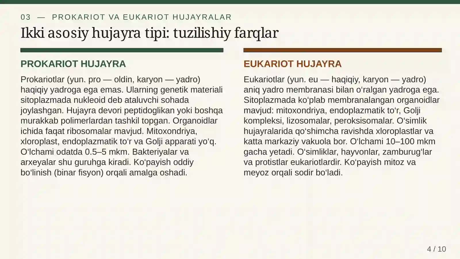 Hujayraning tuzilishi va funksiyalari 4