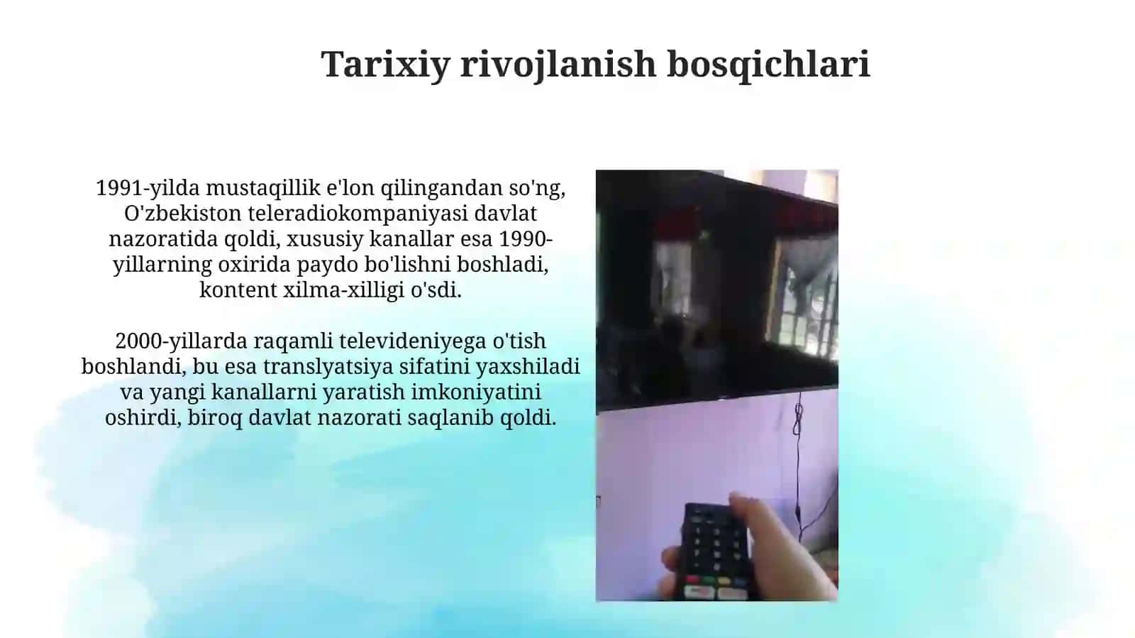 O'zbekiston teleradio kanalining faoliyati tahlili: Davlat va nodavlat telekanallari 4